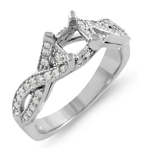 Anillo de compromiso de boda VS1 de oro blanco de 14 quilates con semi montaje de diamantes redondos de 0,50 quilates  - Imagen 1 de 2