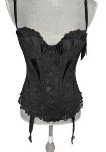 Natori womens bustier corset with suspenders Black, 36B, NWT $125 - Picture 1 of 8