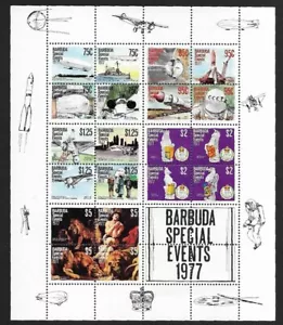 MNH  Barbuda Scott# 322a 1977 Special Events Souvenir Mini Sheet of 20 Stamps NH - Picture 1 of 1