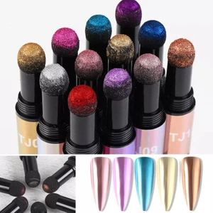 12 Farben Spiegel Chrom Nagel Pulver Stift, Holografische Luftkissen Maniküre Set - Bild 1 von 9