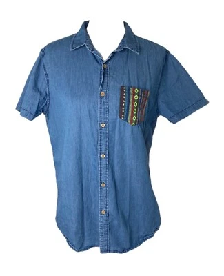 Camisa 21 Para Hombre Talla Mediana Abotonada Azul Informal Manga Corta Foto 1 de 4