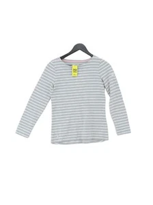 Joules Women's Top UK 8 Grey Striped 100% Cotton Long Sleeve Round Neck Basic - Picture 1 of 5