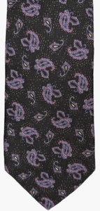 OXXFORD CLOTHES Silk Tie luxury Black tie w/purple/lavender drop paisleys - NWOT - Picture 1 of 4