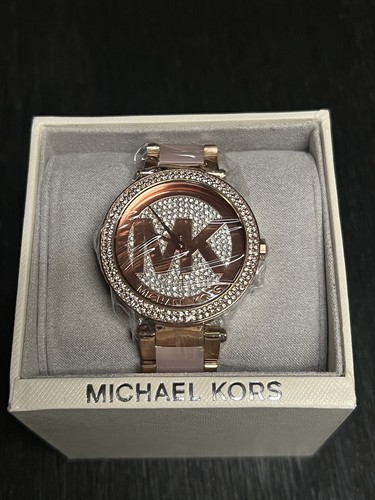 MK6176 Michael Kors Parker Orologio da polso per donna oro rosa nuovo con etichette