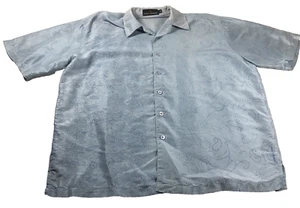 Stacy Adams Mens Silk Shirt Size XL Blue Paisley Print Button-Up Short Sleeve - Picture 1 of 11