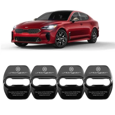 Nova tampa de aço inoxidável Stinger Door Striker 4 peças para Kia Stinger 17-22 PRETO - Imagem 1 de 4