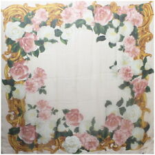 Authentic Chanel Silk Scarf Vintage Camellia Pattern Chiffon Salmon Pink Used