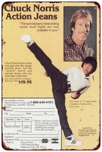 Chuck Norris Action Jeans Vinate Karate Vintage Reproduktion Blechschild - Bild 1 von 2
