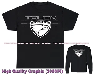 Eagle Talon Classic Car Logo Black Outline DigiRods Custom Car Black T Shirt - Picture 1 of 7