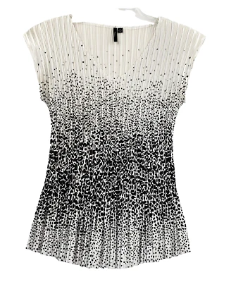 Top Milano Mujer Sin Mangas Talla Mediana Negro Blanco Acordeón Reunido Carrera Foto 1 de 4