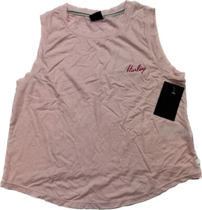 Women’s Hurley Biker Tank Top Sleeveless Shirt Crop Pink Soft Size Large - Picture 1 of 9