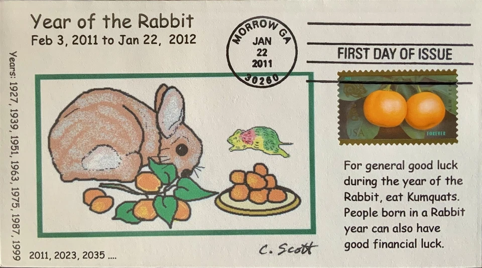 Anon E. Mouse 4492 Chinese New Year of the Rabbit Eat Kumquats Financial Luck  - Image 1 of 1