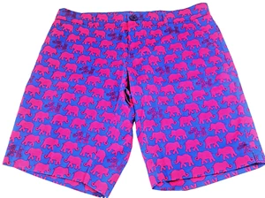 Pantaloncini Tracy Negoshian donna 8 stampa elefante made in Korea blu rosa - Foto 1 di 12