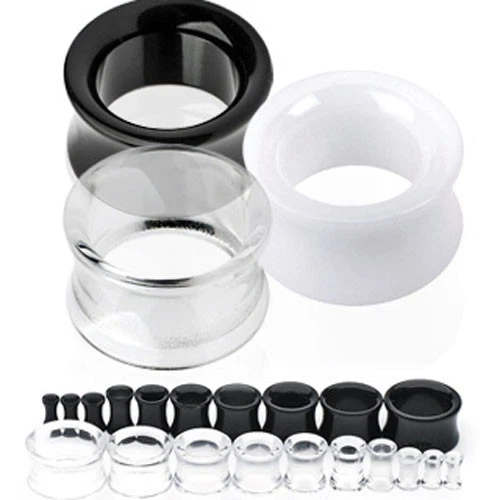 Pair of Double Flare Acrylic Hollow Ear Saddle Tunnels Plugs Earlets Gauges E41 - Image 1 of 1