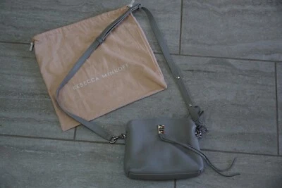 Rebecca Minkoff Darren Shoulder Small Crossbody Bag Grey Leather Silver Hardware - Image 1 of 4