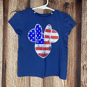 Disney Parks Minnie Mouse Girls T-Shirt Blue July 4 Flag Patriotic SZ XS 4 - Picture 1 of 3