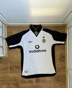 MANCHESTER UNITED 2001 2002 DOUBLE SIDED VINTAGE RETRO FOOTBALL SHIRT JERSEY L - Picture 1 of 13