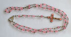 Rare Antique Paten Pending (Pat P) Sacred Heart Pink Blown Glass Catholic Rosary