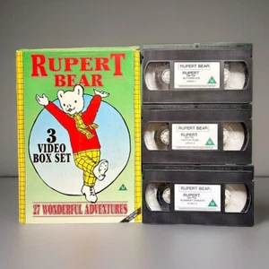 BUY NOW - RUPERT BEAR π» 75TH ANNIVERSARY 3 VIDEO BOX SET COLLECTORS ITEM V.G.C - Picture 1 of 3