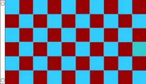 CLARET and SKY BLUE CHECK FLAG 5 x 3 Maroon Checkered Football Team - Picture 1 of 1