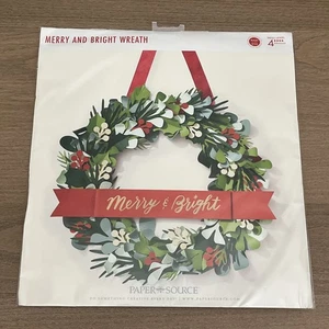 Paper Source Merry and Bright Paper Christmas Greenery Wreath Craft Kit NEW - Picture 1 of 5