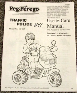 Peg Perego Adventure Traffic Police ED005 Use & Care Owners Manual 3/98 - Picture 1 of 1