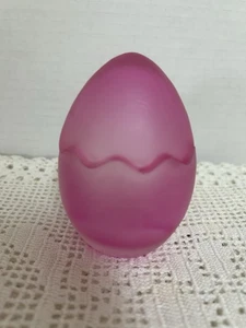 Vintage Bright Pink Satin Glass Egg Trinket Box 4” X 2.5” With Rabbit Surprise - Picture 1 of 7