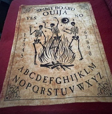 JEKENO OUIJA FLANNEL FLEECE THROW BLANKET 50"x 60"SKELETON SKULL PRINT HALLOWEEN - Image 1 of 4