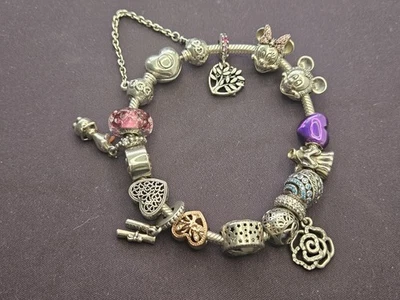 Original Pandora Armband mit 12 Original Charms + 4 Echt Silber Charms + Gold - Bild 1 von 4