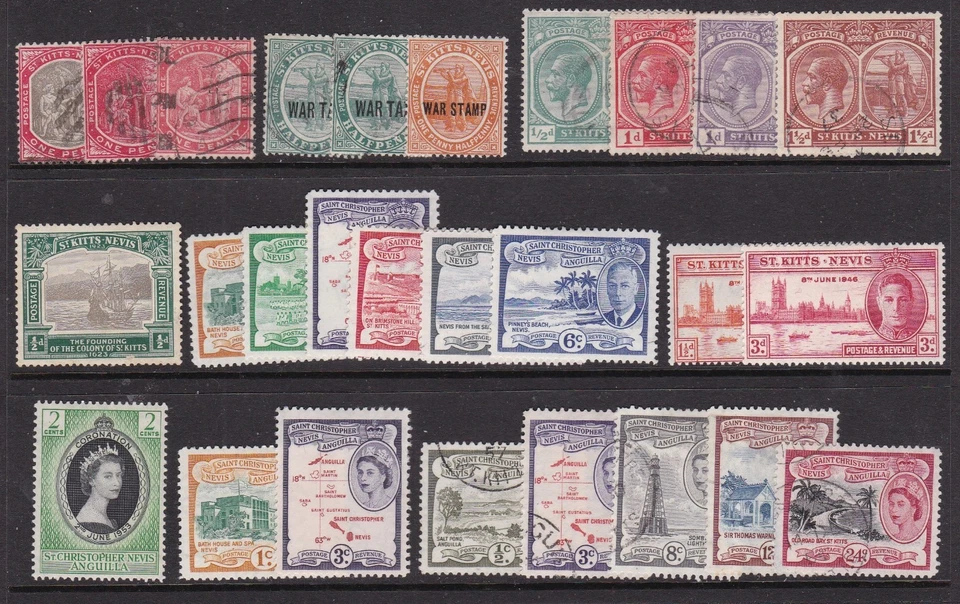 ST KITTS-NEVIS PEQUEÑA COLECCIÓN VINTAGE 27 SELLOS COMO NUEVOS Y USADOS Foto 1 de 1