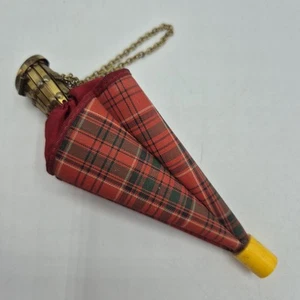 Antique Vintage Coin Purse Tartan Umbrella Parasol Concertina Beautiful Design - Picture 1 of 22