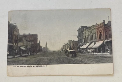 Oak Street Looking South Watertown SD Postcard 1908 Excellent Condition. - Image 1 of 4