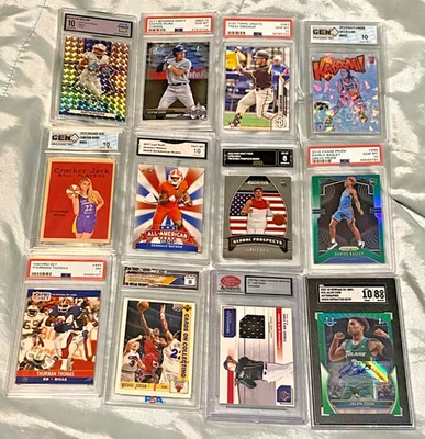 12 Graded Michael Jordan,Ekler,Caitlin Clark,Ball,Bazley,Brink,Cook,Thomas,Hiura - Image 1 of 2
