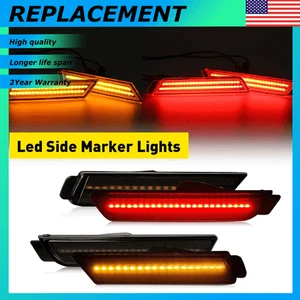 4pcs Smoked Amber Red LED Side Marker Light For 2010-2015 Chevrolet Camaro Parts - Picture 1 of 12