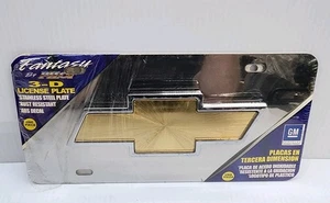 Pilot Chevrolet Chevy Bowtie Chrome and Gold 3D License Plate LP-011B GM NEW - Picture 1 of 6