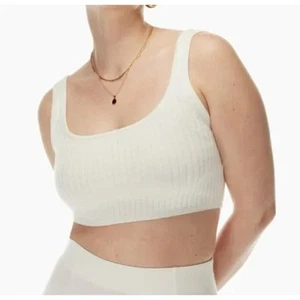 Aritzia Wilfred Manila Cream Cropped Rib Knit Sweater Tank Top NWOT Small - Picture 1 of 11