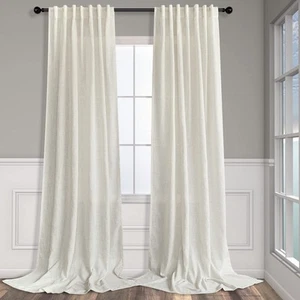 Natural Linen Back Tab Curtains 84 Inch Length for Living Room 2 Panel Pocket... - Picture 1 of 8