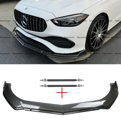 For Mercedes-Benz AMG35 AMG45 GT Front Bumper Lip Spoiler + Strut Rods Carbon  Foto 1 de 4