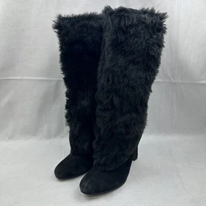 Sam Edelman Shalin Black Suede Faux Fur Wool Lined Women's Boots Size 8M - Picture 1 of 7