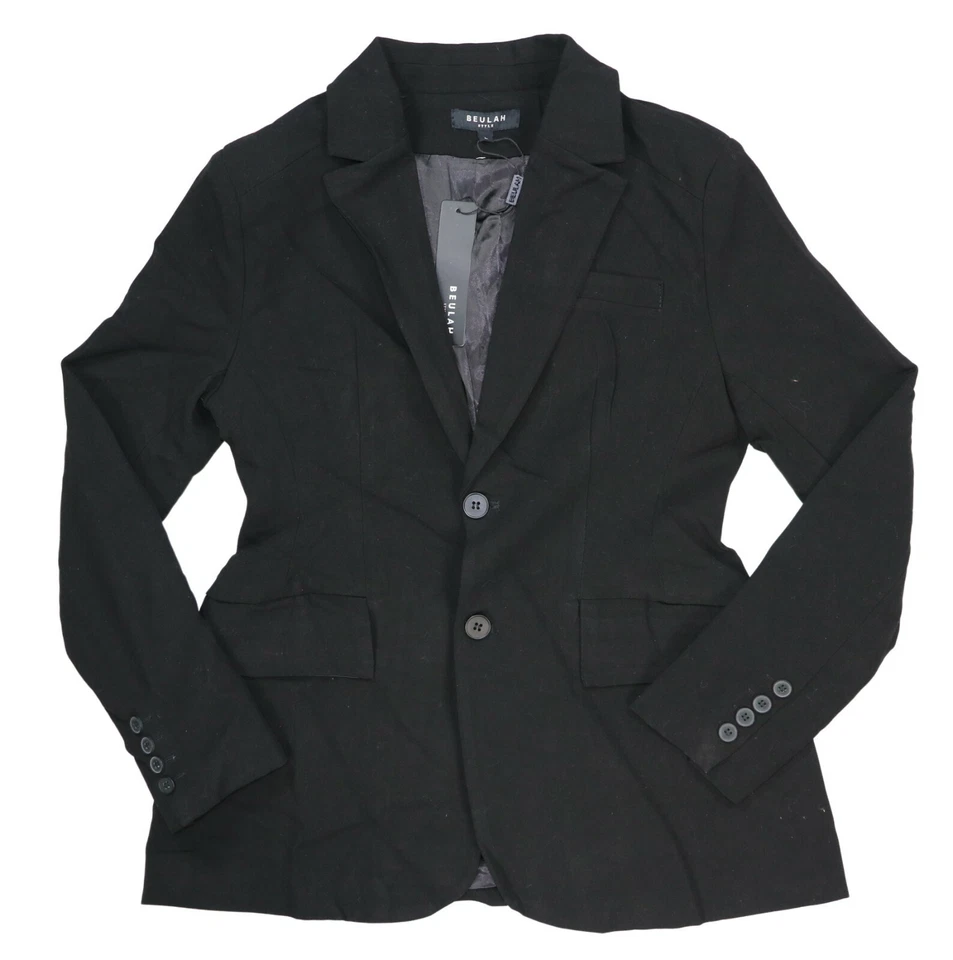 Beulah Womens Black Woven Business Two-button Blazer Jacket L BHFO 3367