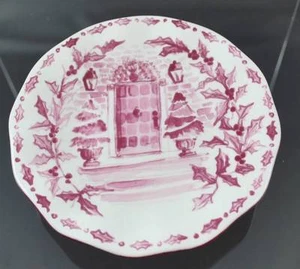 Vintage Porcelain Rare Small Yankee Candle Footed Plate Toile Winter Village - Picture 1 of 1
