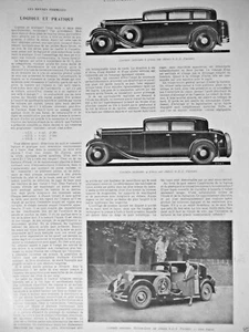 ARTICLE DE PRESSE 1931 PANHARD 6CS ET 6DS CONDUITE INTÉRIEURE MILLION-GUIET - Imagen 1 de 1