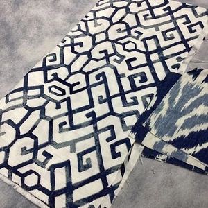 "Jing Regal Blue" Premier Prints Decorator Fabric 57" New Remnant & BONUS - Picture 1 of 6