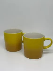 Le Creuset Nectar Mustard Yellow Cups Mugs Coffee Set Of 2 Stoneware NEW 12oz - Picture 1 of 9