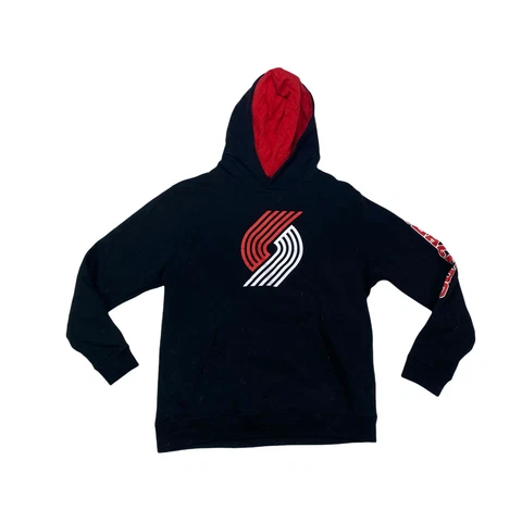 NBA Fanatics Portland Trailblazers Hoodie Boys Size L Black Fleece Sweatshirt Cover