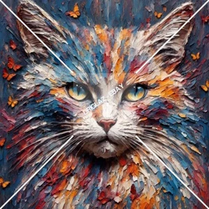 Retrato de gato original único - fondo de imagen digital (impresable) ARTE. - Imagen 1 de 3