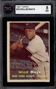 1957 TOPPS #10 WILLIE MAYS BASEBALL KSA 5 EXCELLENT - Picture 1 of 2