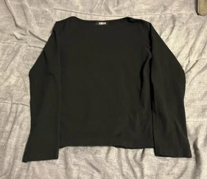 Reformation Women's Scoop Neck Long Sleeve Blouse Top Black XS Recycled Cotton - Picture 1 of 7