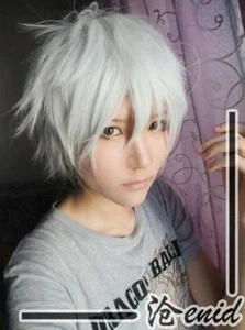 Peluca + gorra plateada en capas blancas para cosplay Gintoki Sakata - Imagen 1 de 1