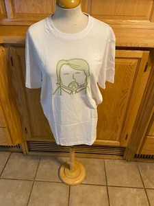 Camiseta blanca XL para hombre calcomanía verde cara de hombre infeliz algodón clásico cuello redondo - Imagen 1 de 10